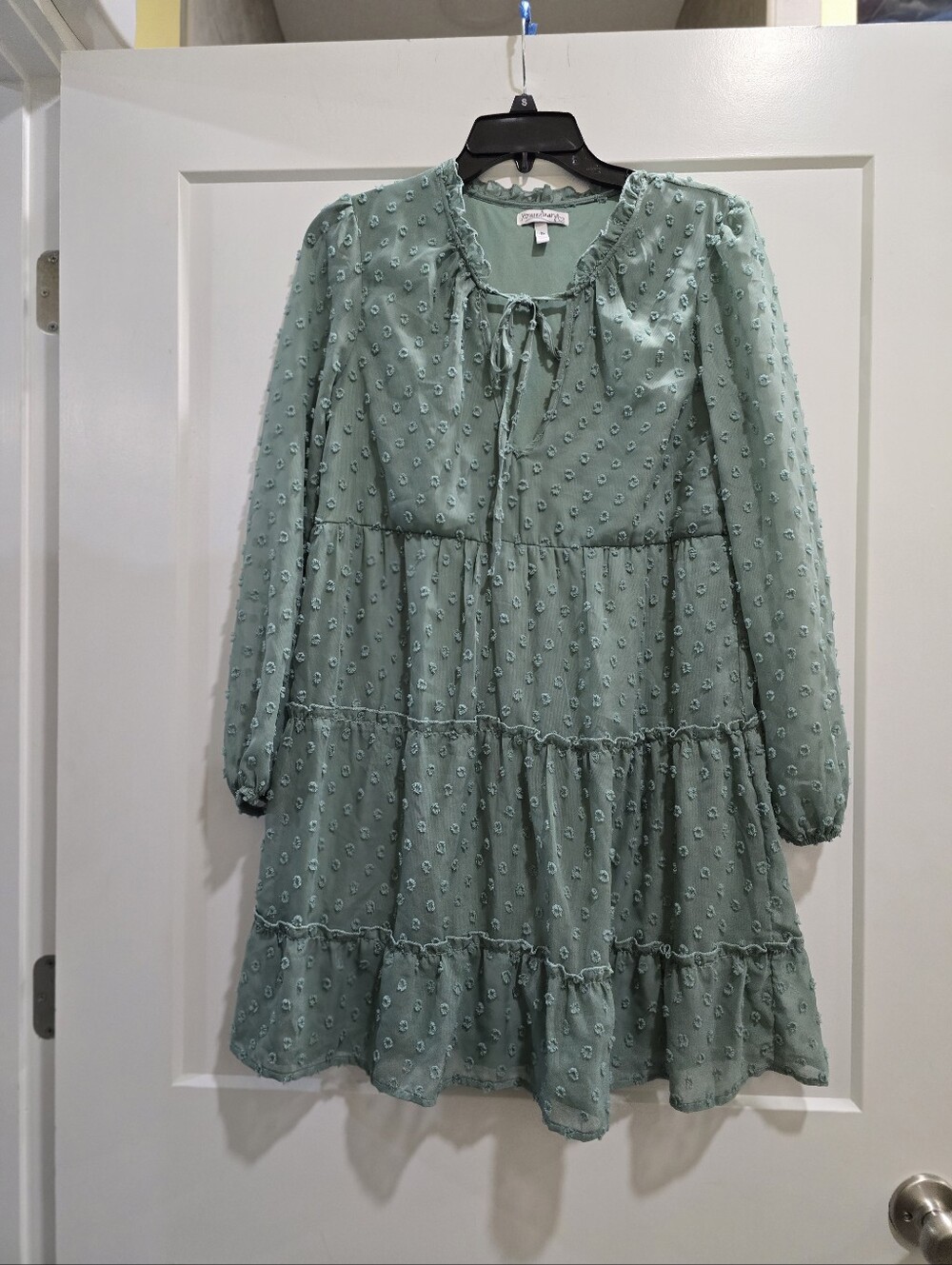 Mint Green Swiss Dot Tiered Dress, Size M, Brand: Xtraordinary